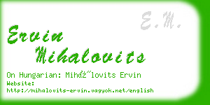 ervin mihalovits business card